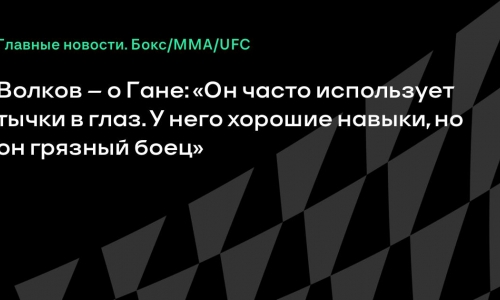 Александр Волков раскритиковал титульный бой Гана с Перейрой в UFC